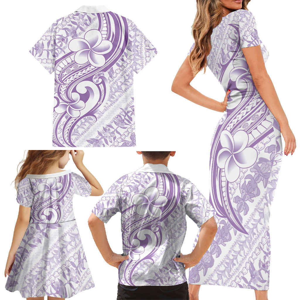 Hawaii Plumeria Lokelani Pikake Lei Family Matching Short Sleeve Bodycon Dress and Hawaiian Shirt Poni Polynesian Tattoo LT9 - Polynesian Pride