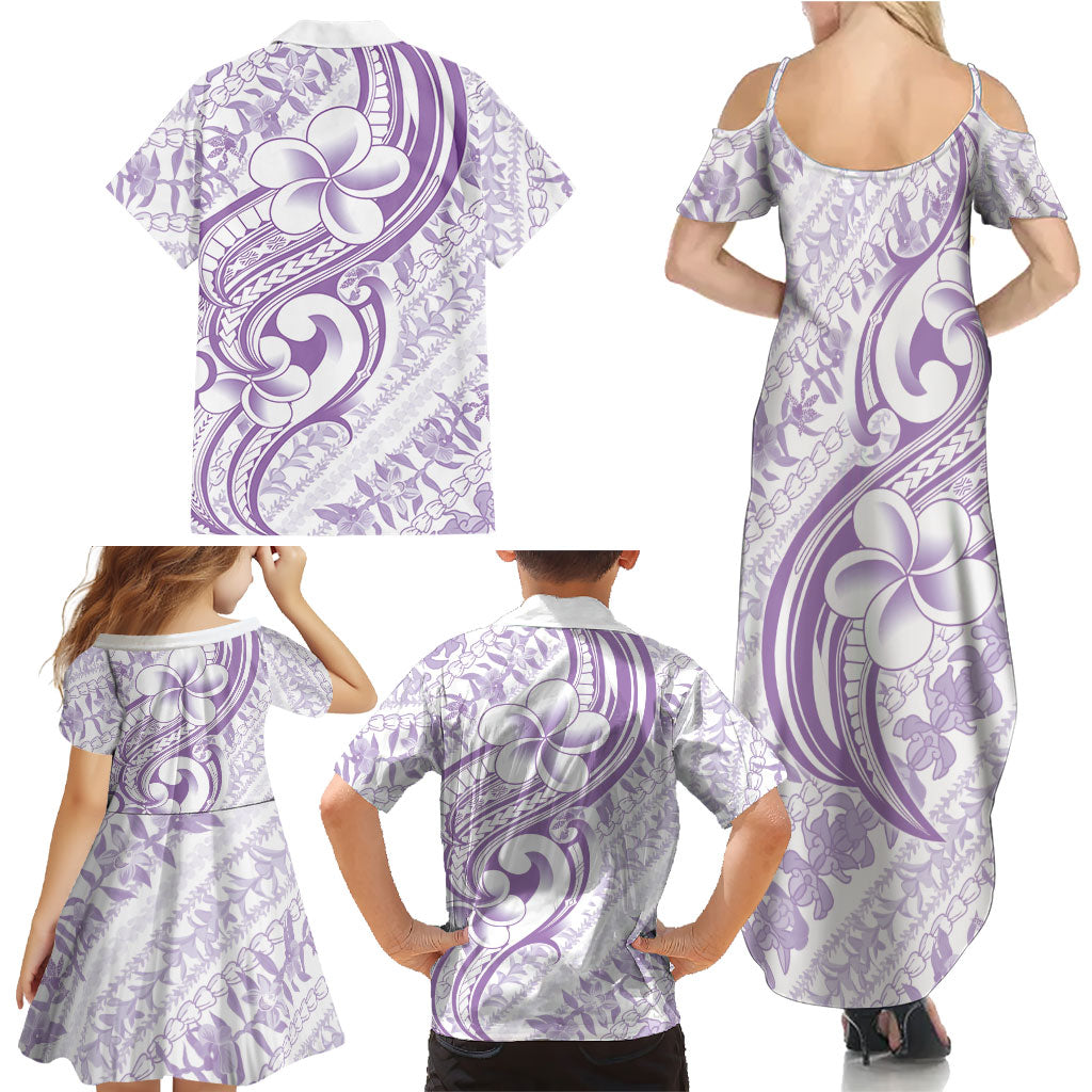 Hawaii Plumeria Lokelani Pikake Lei Family Matching Summer Maxi Dress and Hawaiian Shirt Poni Polynesian Tattoo LT9 - Polynesian Pride