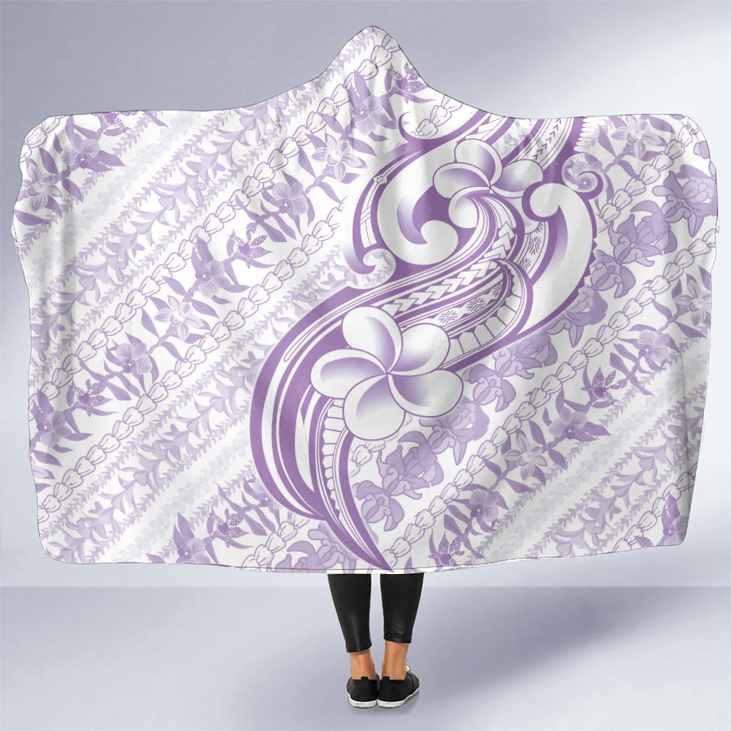 Hawaii Plumeria Lokelani Pikake Lei Hooded Blanket Poni Polynesian Tattoo LT9 One Size Purple - Polynesian Pride