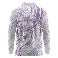 Hawaii Plumeria Lokelani Pikake Lei Long Sleeve Polo Shirt Poni Polynesian Tattoo LT9 - Polynesian Pride