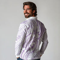 Hawaii Plumeria Lokelani Pikake Lei Long Sleeve Polo Shirt Poni Polynesian Tattoo LT9 - Polynesian Pride