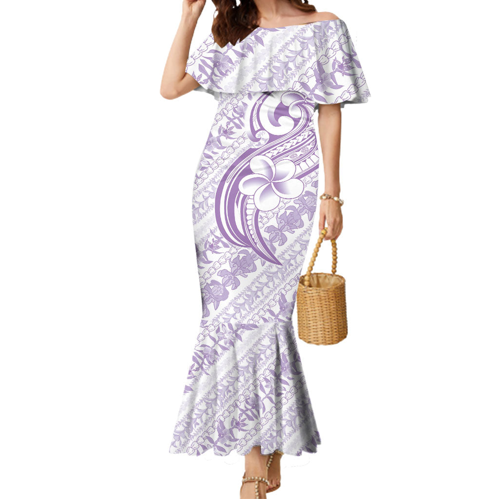 Hawaii Plumeria Lokelani Pikake Lei Mermaid Dress Poni Polynesian Tattoo LT9 Women Purple - Polynesian Pride