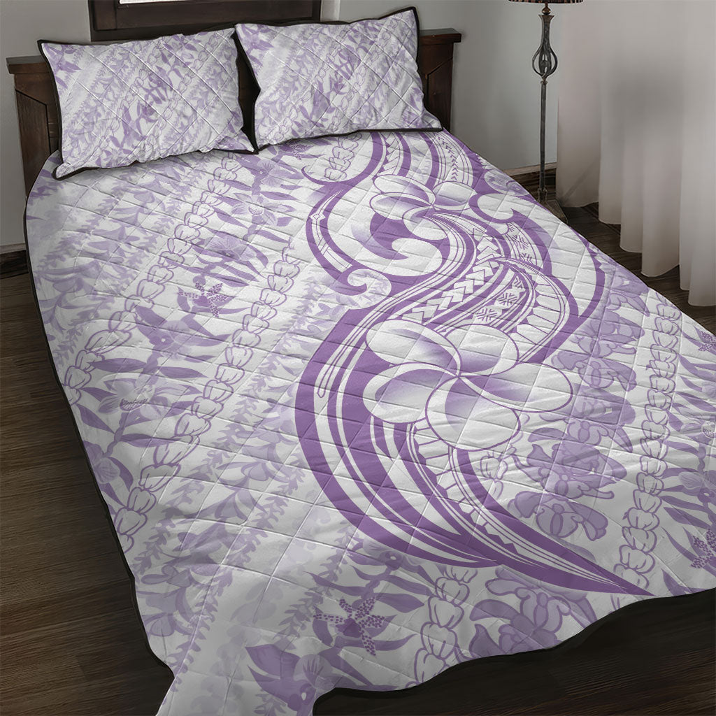 Hawaii Plumeria Lokelani Pikake Lei Quilt Bed Set Poni Polynesian Tattoo