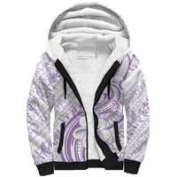 Hawaii Plumeria Lokelani Pikake Lei Sherpa Hoodie Poni Polynesian Tattoo LT9 Unisex Purple - Polynesian Pride