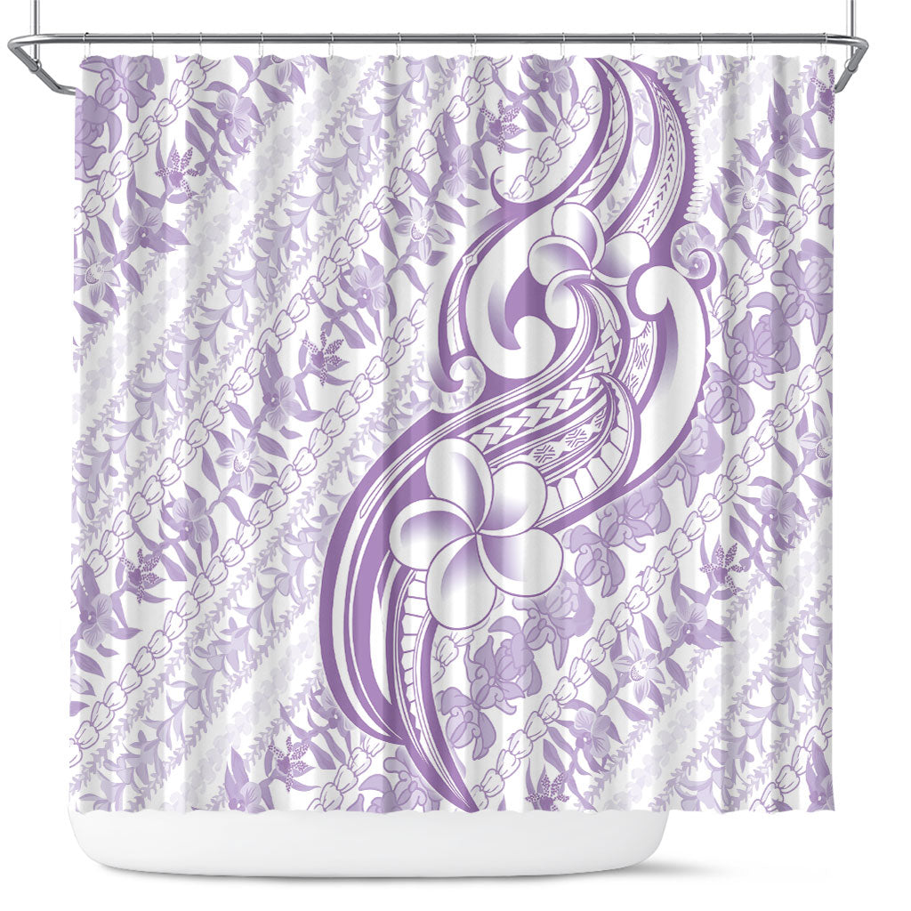 Hawaii Plumeria Lokelani Pikake Lei Shower Curtain Poni Polynesian Tattoo