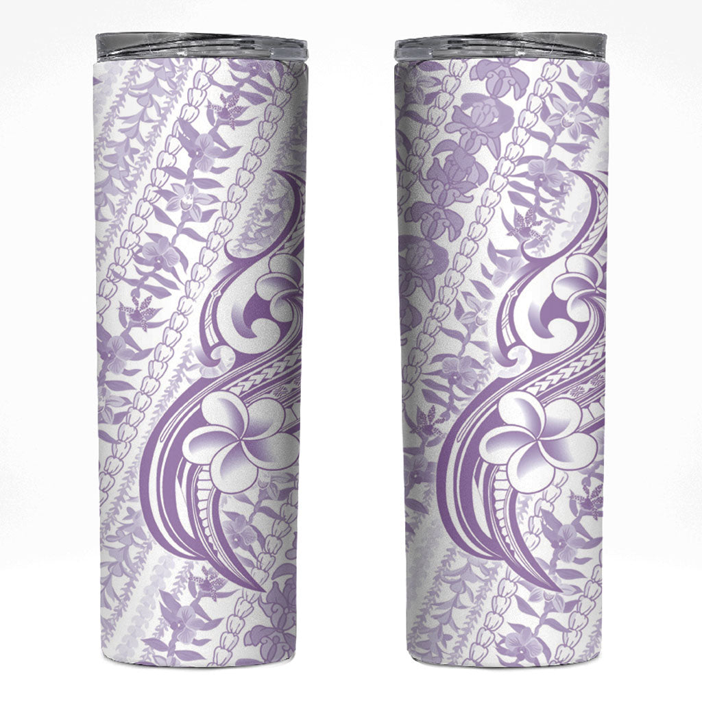 Hawaii Plumeria Lokelani Pikake Lei Skinny Tumbler Poni Polynesian Tattoo LT9 Purple - Polynesian Pride