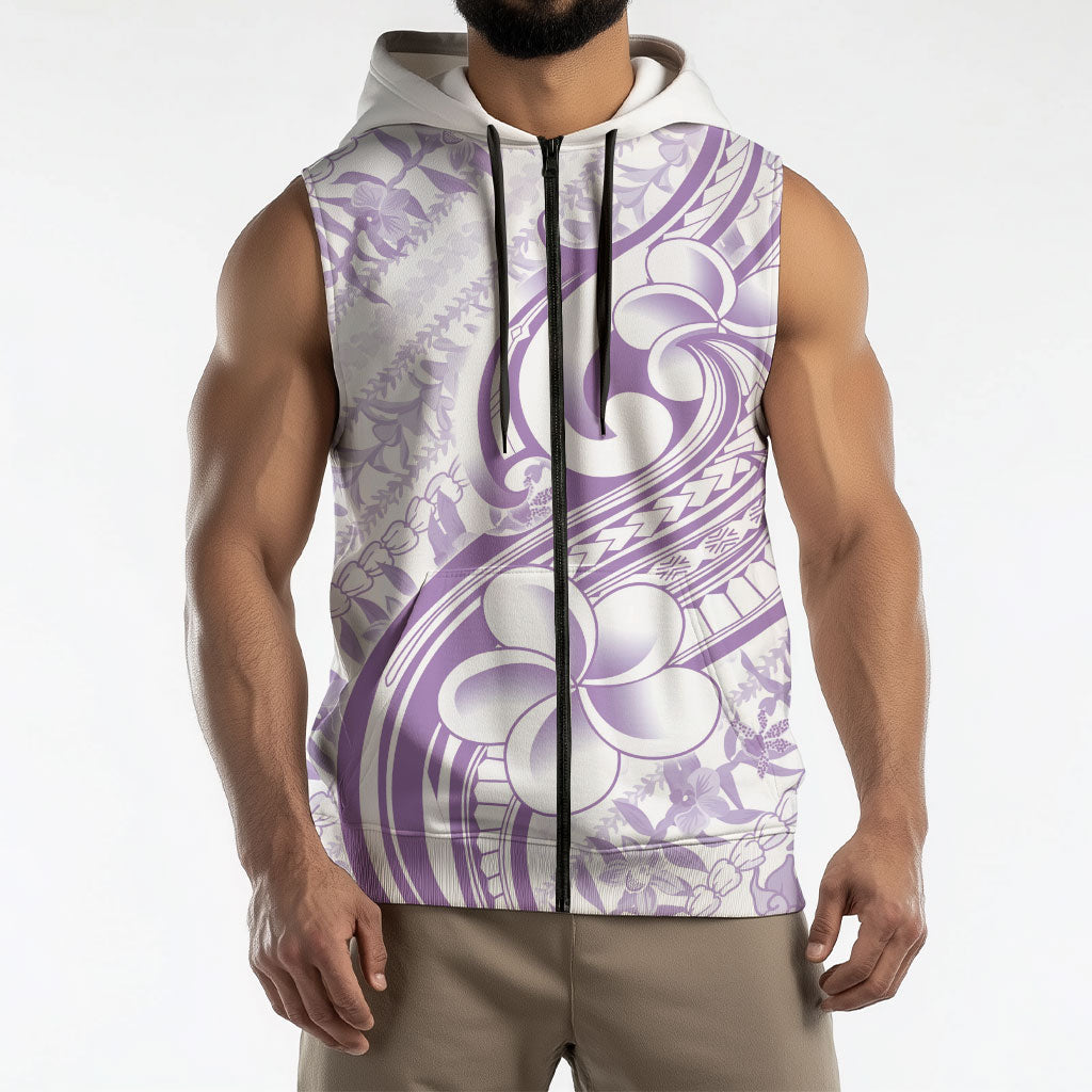 Hawaii Plumeria Lokelani Pikake Lei Sleeveless Zip Hoodie Poni Polynesian Tattoo LT9 - Polynesian Pride