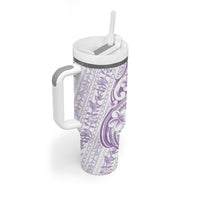 Hawaii Plumeria Lokelani Pikake Lei Tumbler With Handle Poni Polynesian Tattoo