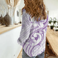 Hawaii Plumeria Lokelani Pikake Lei Women Casual Shirt Poni Polynesian Tattoo LT9 - Polynesian Pride