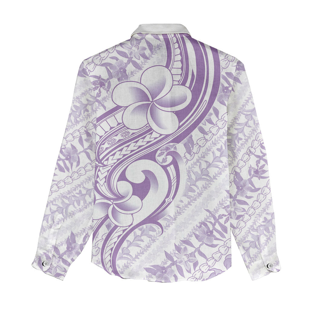 Hawaii Plumeria Lokelani Pikake Lei Women Casual Shirt Poni Polynesian Tattoo LT9 - Polynesian Pride
