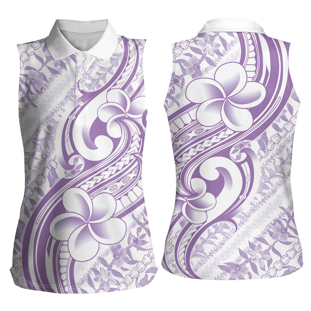 Hawaii Plumeria Lokelani Pikake Lei Women Sleeveless Polo Shirt Poni Polynesian Tattoo LT9 - Polynesian Pride