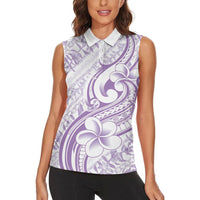 Hawaii Plumeria Lokelani Pikake Lei Women Sleeveless Polo Shirt Poni Polynesian Tattoo LT9 - Polynesian Pride