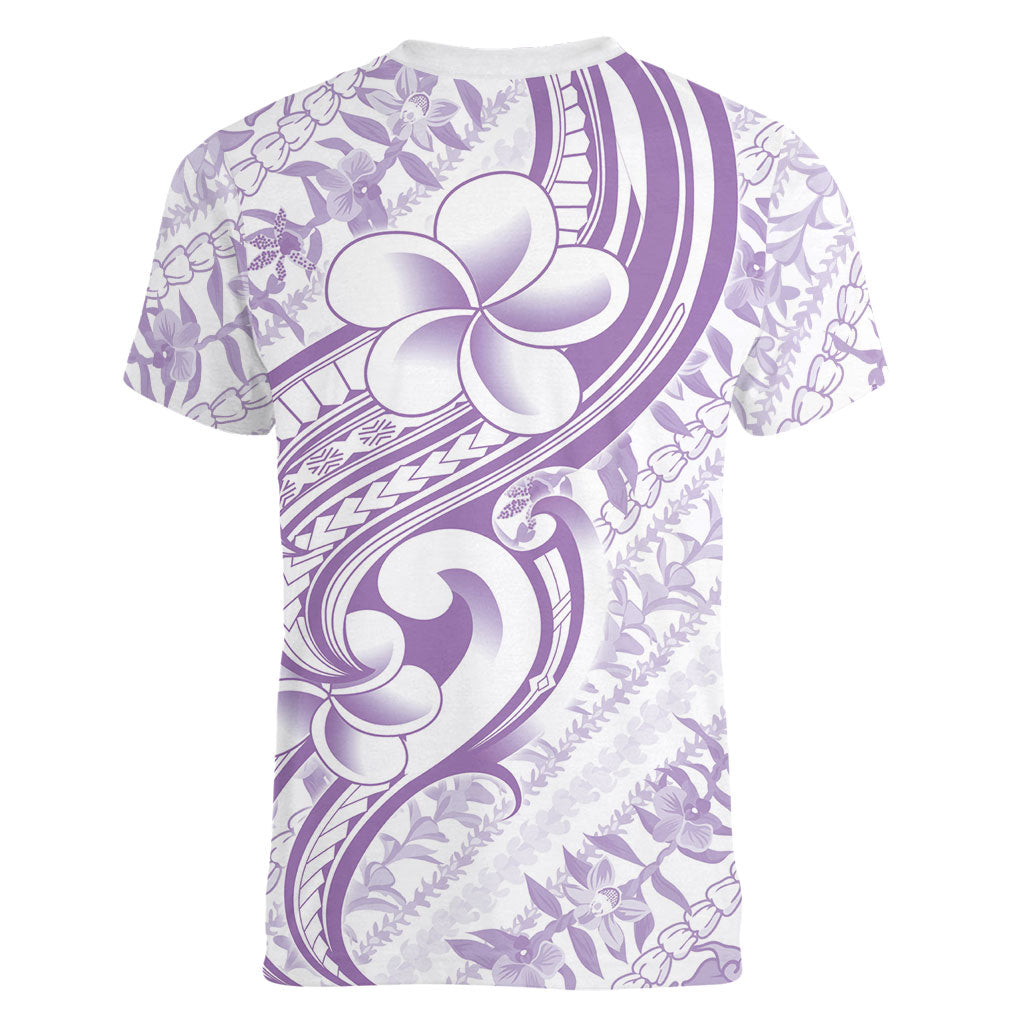 Hawaii Plumeria Lokelani Pikake Lei Women V-Neck T-Shirt Poni Polynesian Tattoo LT9 - Polynesian Pride