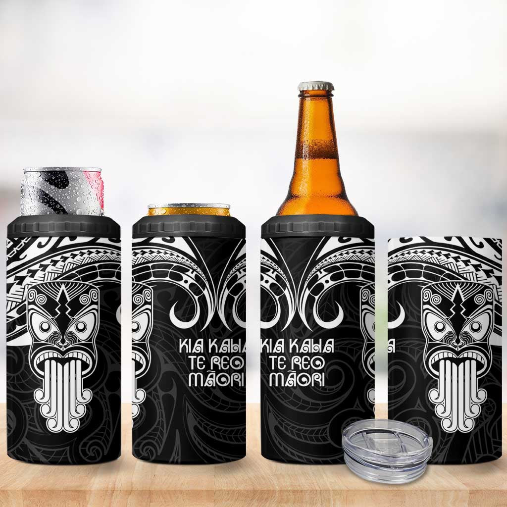 New Zealand Te Reo Maori 4 in 1 Can Cooler Tumbler Kia Kaha Maori Language Week Black Style LT9 - Polynesian Pride
