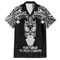 New Zealand Te Reo Maori Family Matching Short Sleeve Bodycon Dress and Hawaiian Shirt Kia Kaha Maori Language Week Black Style LT9 Dad's Shirt - Short Sleeve Black - Polynesian Pride