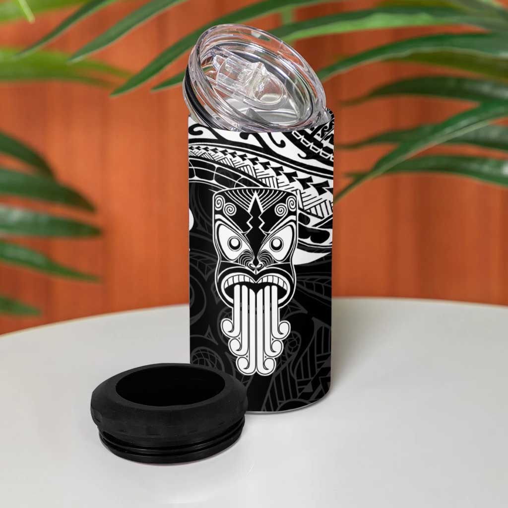 Personalised New Zealand Te Reo Maori 4 in 1 Can Cooler Tumbler Kia Kaha Maori Language Week Black Style LT9 - Polynesian Pride