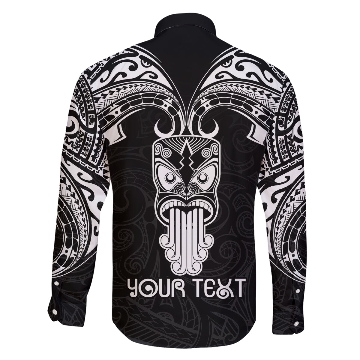 Personalised New Zealand Te Reo Maori Family Matching Off Shoulder Long Sleeve Dress and Hawaiian Shirt Kia Kaha Maori Language Week Black Style LT9 - Polynesian Pride