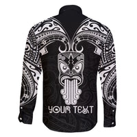 Personalised New Zealand Te Reo Maori Family Matching Off Shoulder Short Dress and Hawaiian Shirt Kia Kaha Maori Language Week Black Style LT9 - Polynesian Pride