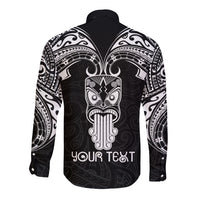 Personalised New Zealand Te Reo Maori Long Sleeve Button Shirt Kia Kaha Maori Language Week Black Style LT9 - Polynesian Pride