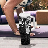 Personalised New Zealand Te Reo Maori Tumbler With Handle Kia Kaha Maori Language Week Black Style LT9 - Polynesian Pride