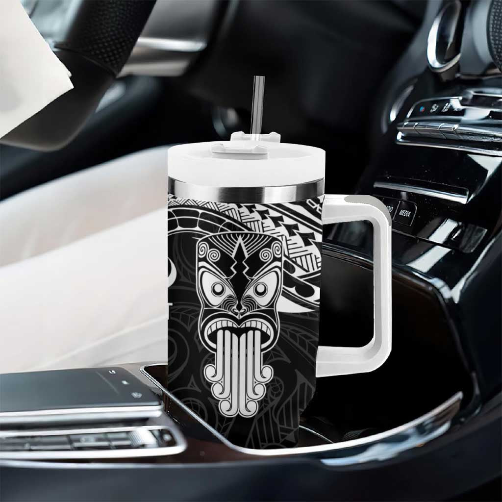 Personalised New Zealand Te Reo Maori Tumbler With Handle Kia Kaha Maori Language Week Black Style LT9 - Polynesian Pride