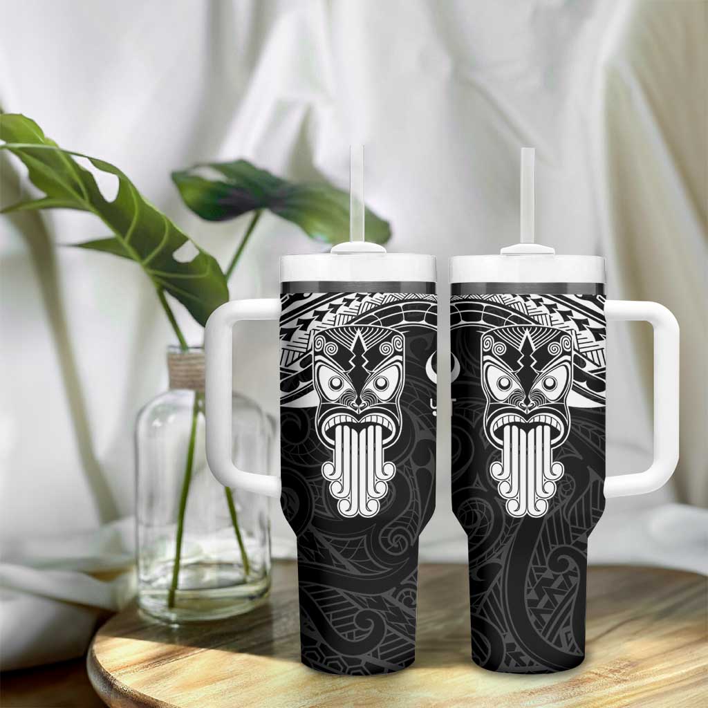 Personalised New Zealand Te Reo Maori Tumbler With Handle Kia Kaha Maori Language Week Black Style LT9 - Polynesian Pride