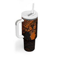 Personalised New Zealand Te Reo Maori Tumbler With Handle Kia Kaha Maori Language Week Gold Style LT9 - Polynesian Pride