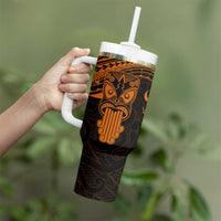Personalised New Zealand Te Reo Maori Tumbler With Handle Kia Kaha Maori Language Week Gold Style LT9 - Polynesian Pride