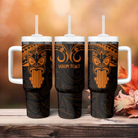 Personalised New Zealand Te Reo Maori Tumbler With Handle Kia Kaha Maori Language Week Gold Style LT9 - Polynesian Pride
