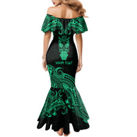 Personalised New Zealand Te Reo Maori Family Matching Mermaid Dress and Hawaiian Shirt Kia Kaha Maori Language Week Green Style LT9 - Polynesian Pride