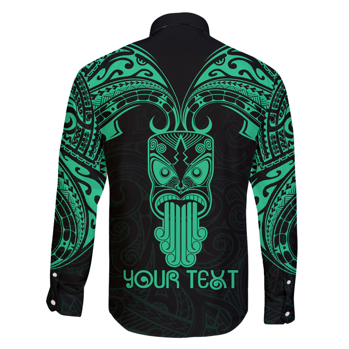Personalised New Zealand Te Reo Maori Family Matching Off Shoulder Long Sleeve Dress and Hawaiian Shirt Kia Kaha Maori Language Week Green Style LT9 - Polynesian Pride