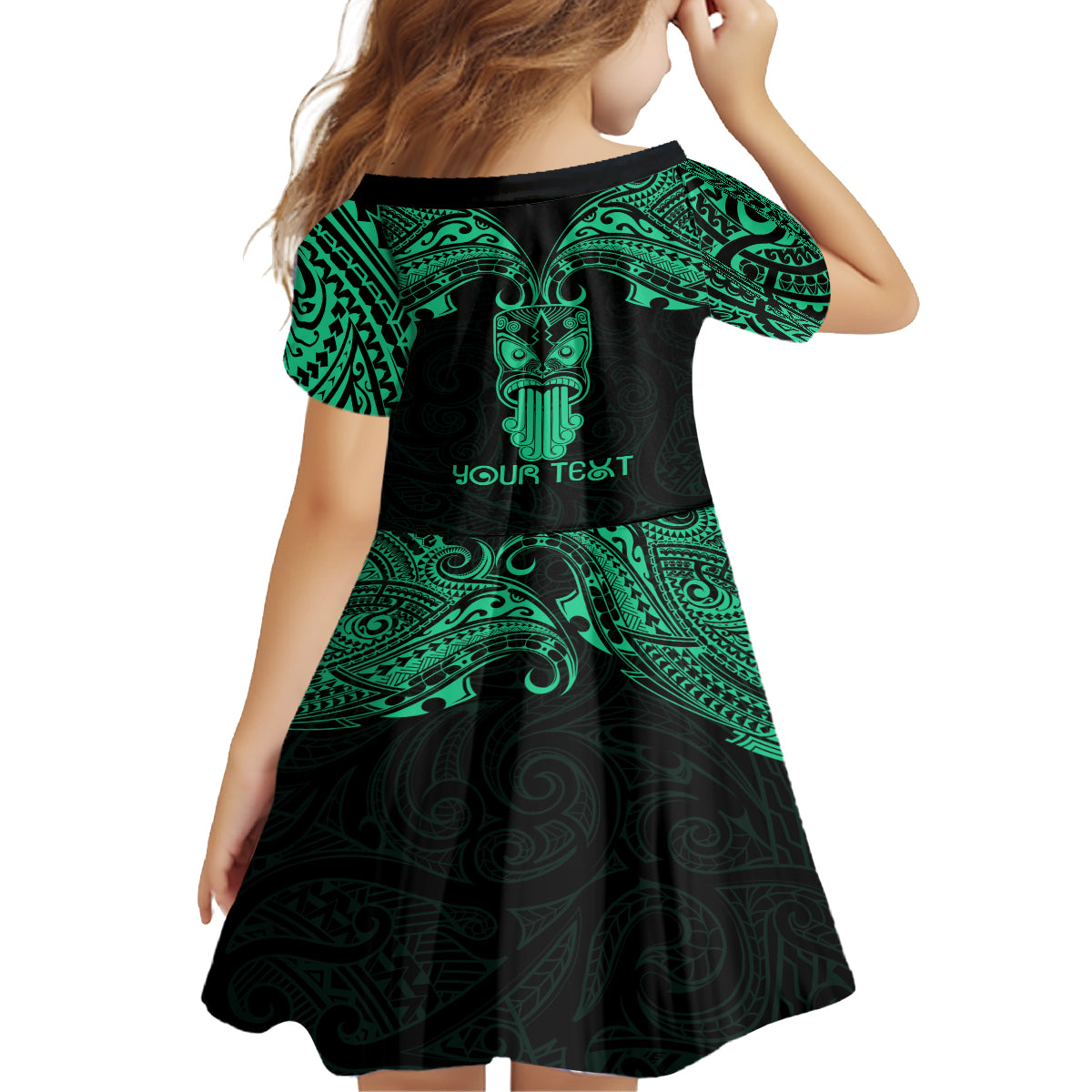 Personalised New Zealand Te Reo Maori Family Matching Puletasi Dress and Hawaiian Shirt Kia Kaha Maori Language Week Green Style LT9 - Polynesian Pride