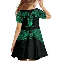 Personalised New Zealand Te Reo Maori Family Matching Puletasi Dress and Hawaiian Shirt Kia Kaha Maori Language Week Green Style LT9 - Polynesian Pride