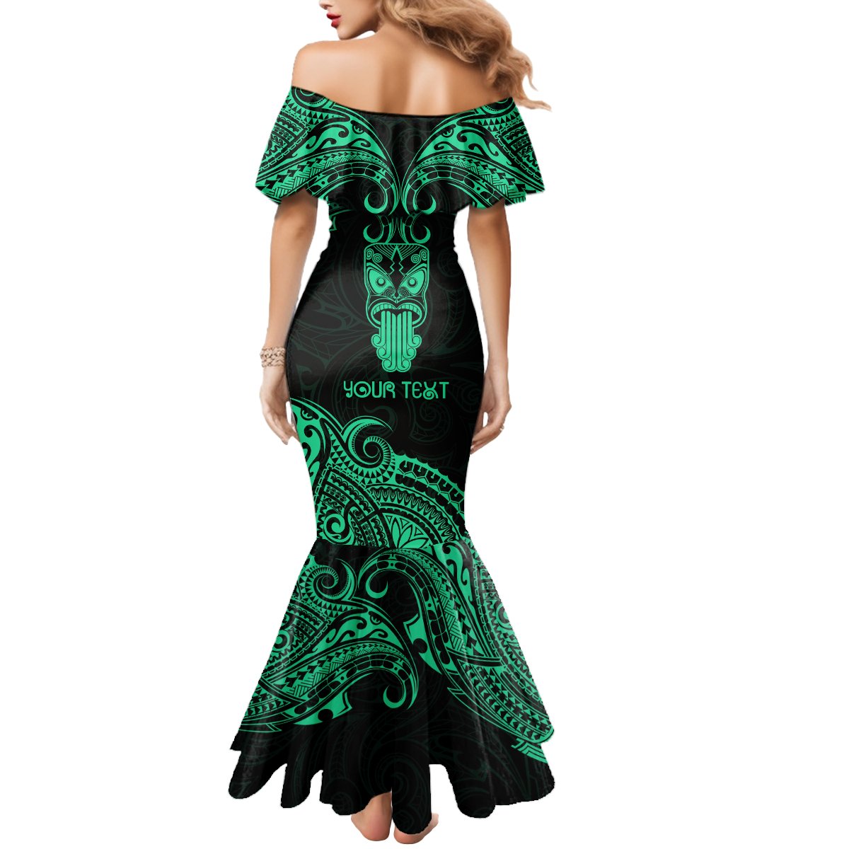 Personalised New Zealand Te Reo Maori Mermaid Dress Kia Kaha Maori Language Week Green Style LT9 - Polynesian Pride