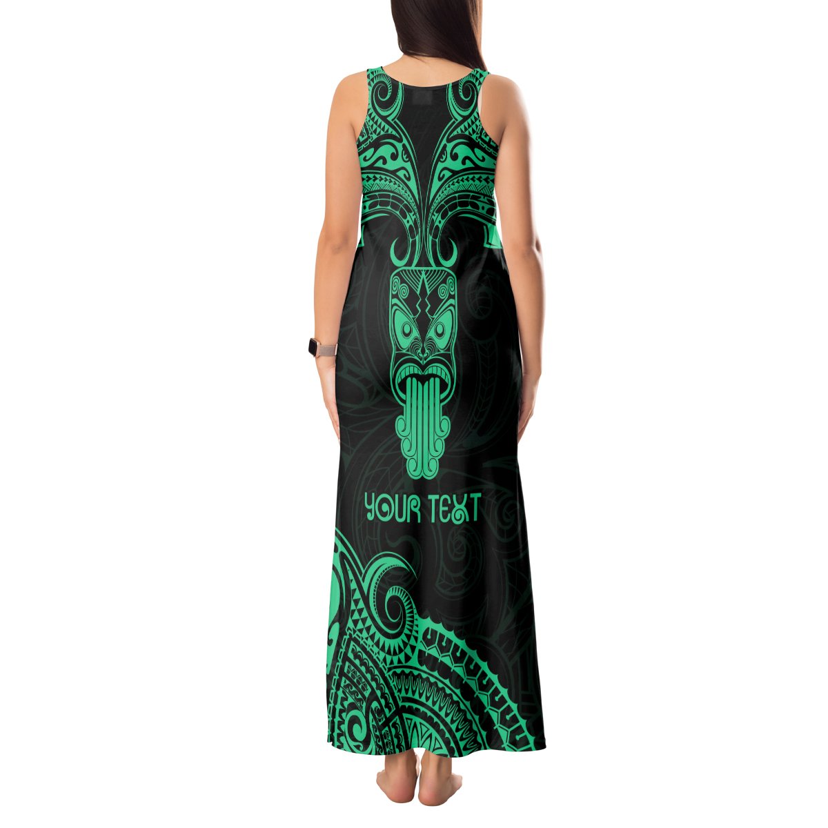 Personalised New Zealand Te Reo Maori Tank Maxi Dress Kia Kaha Maori Language Week Green Style LT9 - Polynesian Pride