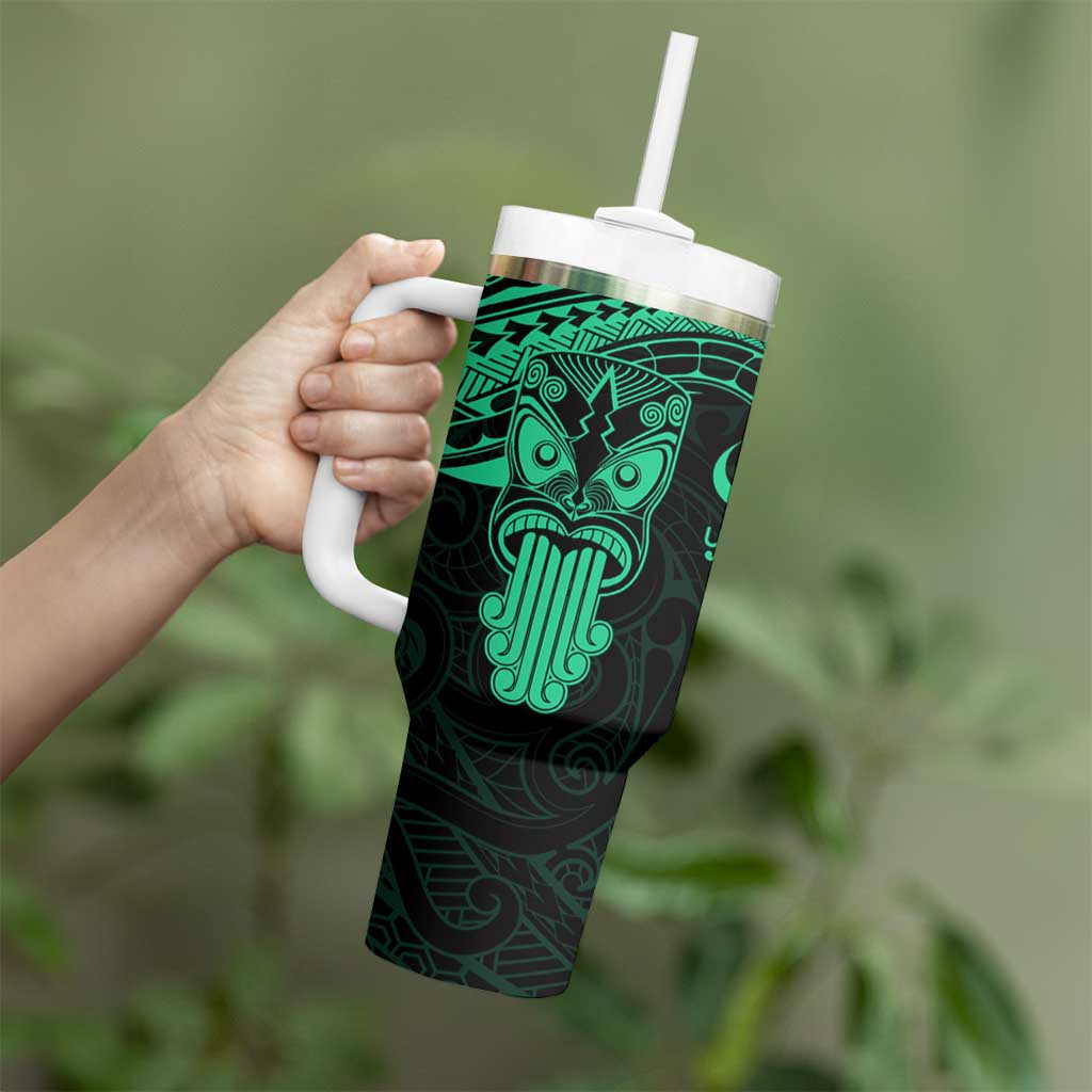 Personalised New Zealand Te Reo Maori Tumbler With Handle Kia Kaha Maori Language Week Green Style LT9 - Polynesian Pride
