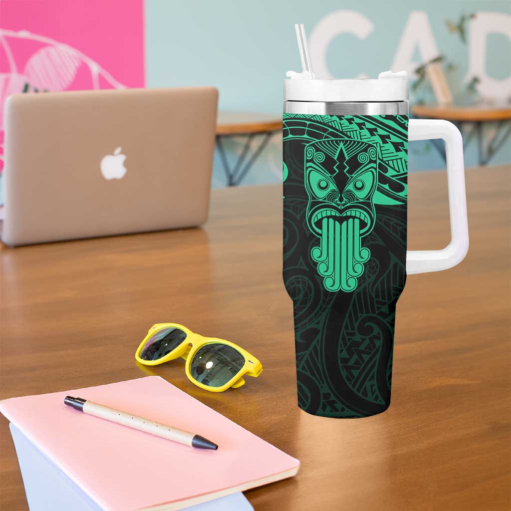 Personalised New Zealand Te Reo Maori Tumbler With Handle Kia Kaha Maori Language Week Green Style LT9 - Polynesian Pride