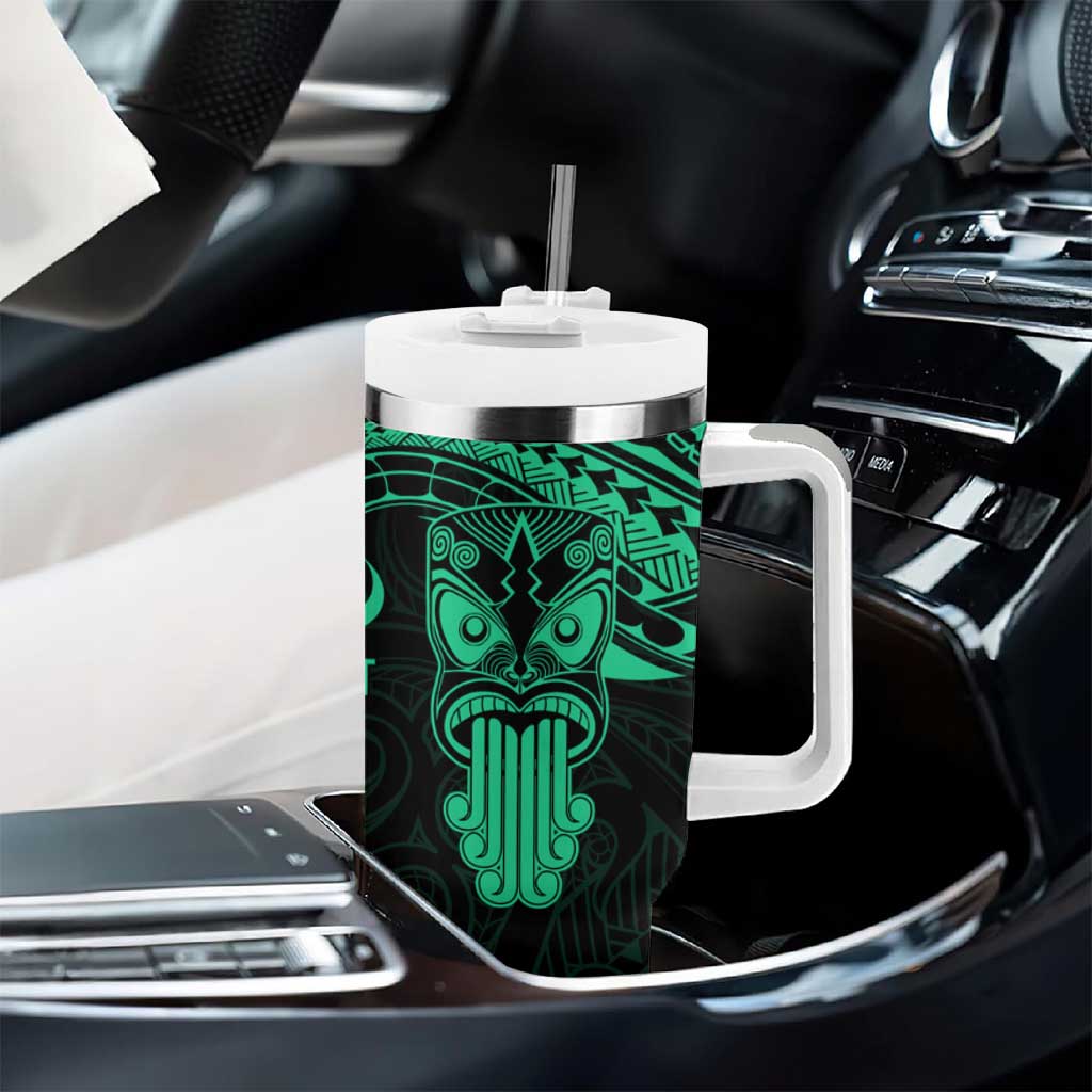 Personalised New Zealand Te Reo Maori Tumbler With Handle Kia Kaha Maori Language Week Green Style LT9 - Polynesian Pride