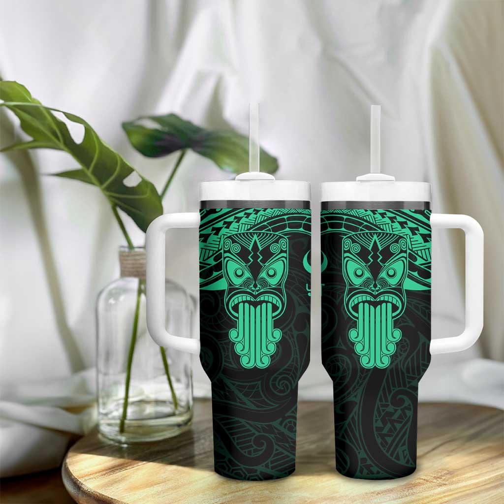 Personalised New Zealand Te Reo Maori Tumbler With Handle Kia Kaha Maori Language Week Green Style LT9 - Polynesian Pride