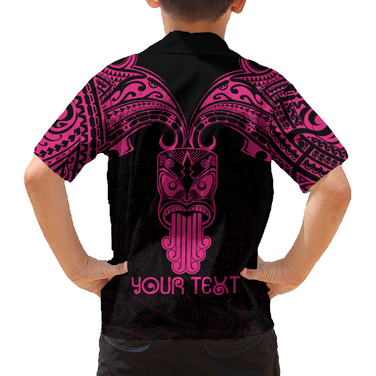 Personalised New Zealand Te Reo Maori Family Matching Long Sleeve Bodycon Dress and Hawaiian Shirt Kia Kaha Maori Language Week Pink Style LT9 - Polynesian Pride