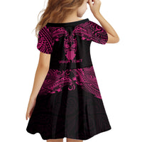 Personalised New Zealand Te Reo Maori Family Matching Off Shoulder Maxi Dress and Hawaiian Shirt Kia Kaha Maori Language Week Pink Style LT9 - Polynesian Pride