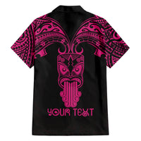 Personalised New Zealand Te Reo Maori Family Matching Off Shoulder Maxi Dress and Hawaiian Shirt Kia Kaha Maori Language Week Pink Style LT9 - Polynesian Pride