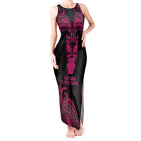 Personalised New Zealand Te Reo Maori Tank Maxi Dress Kia Kaha Maori Language Week Pink Style LT9 Women Pink - Polynesian Pride