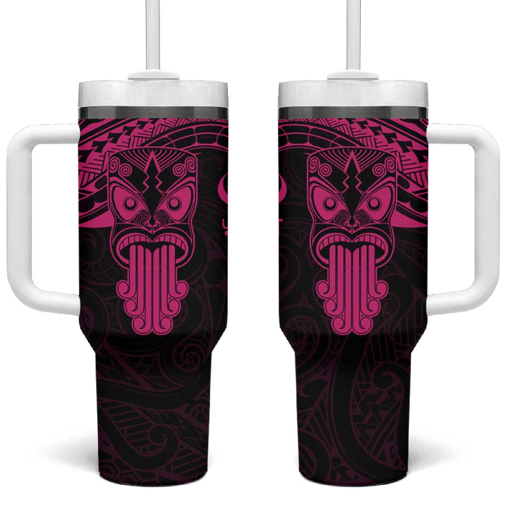 Personalised New Zealand Te Reo Maori Tumbler With Handle Kia Kaha Maori Language Week Pink Style LT9 One Size: 40 oz Pink - Polynesian Pride