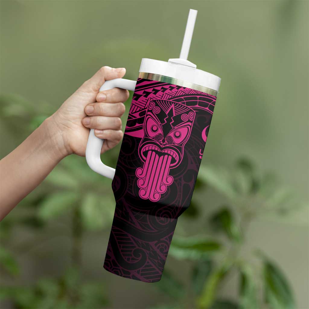 Personalised New Zealand Te Reo Maori Tumbler With Handle Kia Kaha Maori Language Week Pink Style LT9 - Polynesian Pride