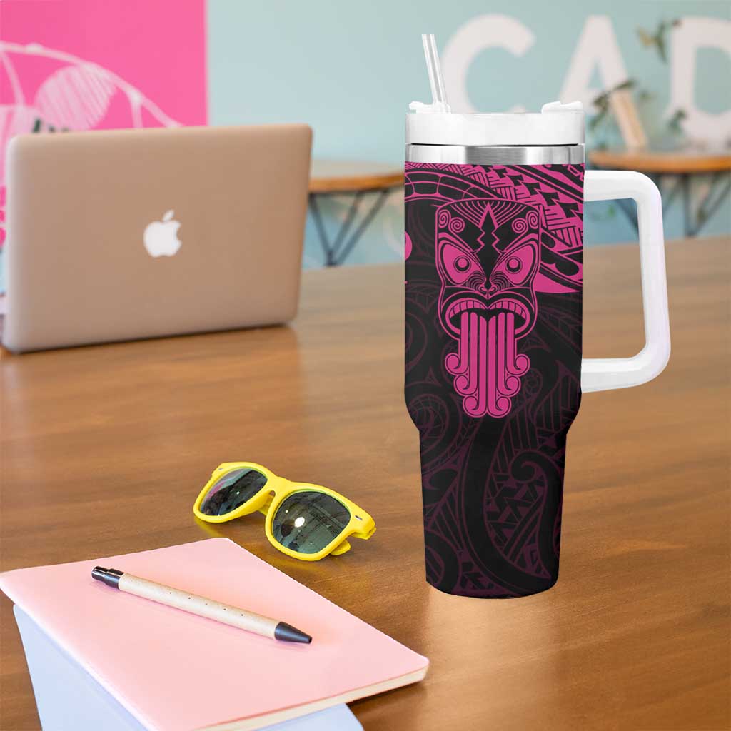 Personalised New Zealand Te Reo Maori Tumbler With Handle Kia Kaha Maori Language Week Pink Style LT9 - Polynesian Pride