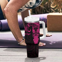 Personalised New Zealand Te Reo Maori Tumbler With Handle Kia Kaha Maori Language Week Pink Style LT9 - Polynesian Pride