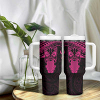 Personalised New Zealand Te Reo Maori Tumbler With Handle Kia Kaha Maori Language Week Pink Style LT9 - Polynesian Pride