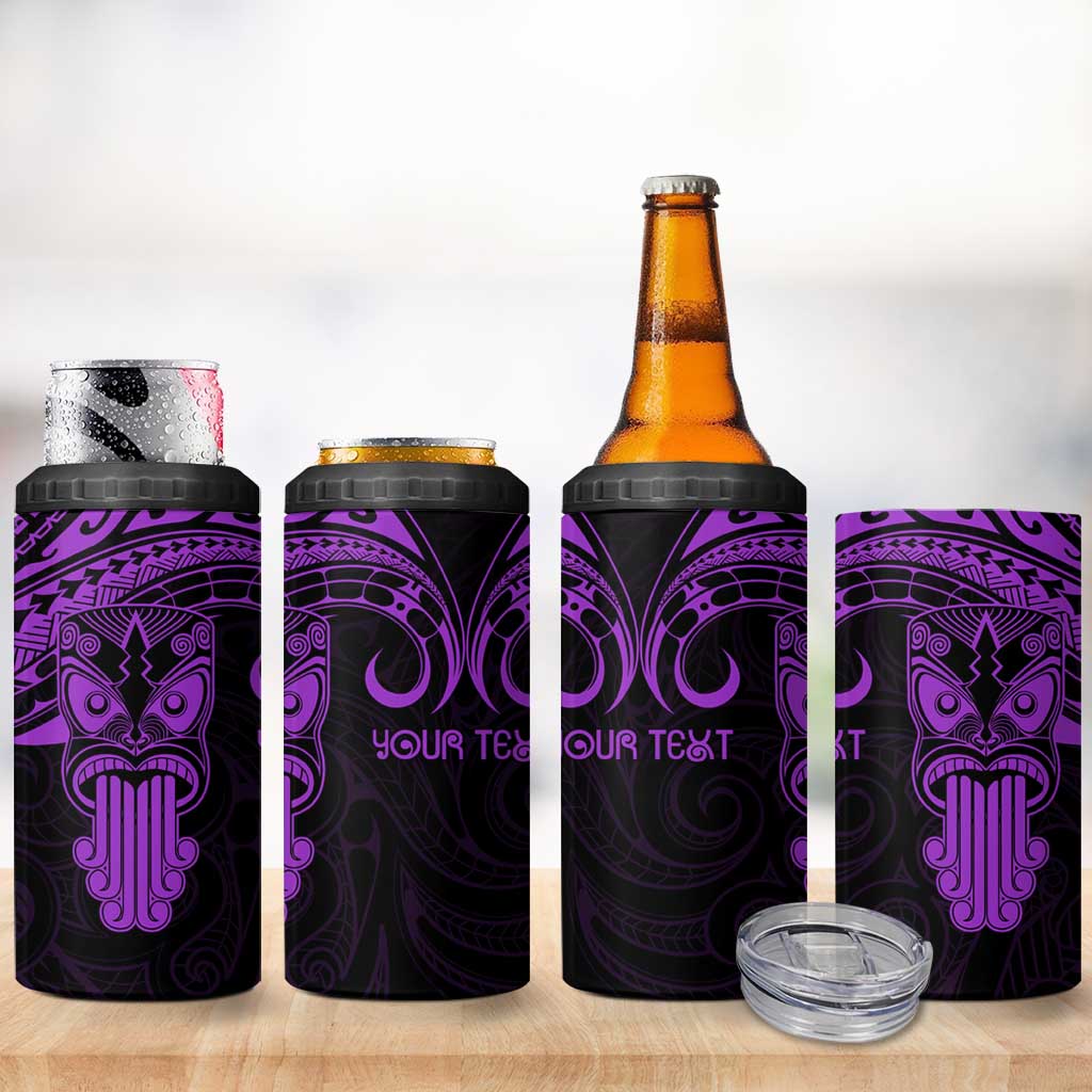 Personalised New Zealand Te Reo Maori 4 in 1 Can Cooler Tumbler Kia Kaha Maori Language Week Purple Style LT9 - Polynesian Pride