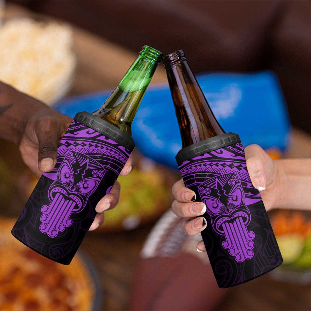 Personalised New Zealand Te Reo Maori 4 in 1 Can Cooler Tumbler Kia Kaha Maori Language Week Purple Style LT9 - Polynesian Pride
